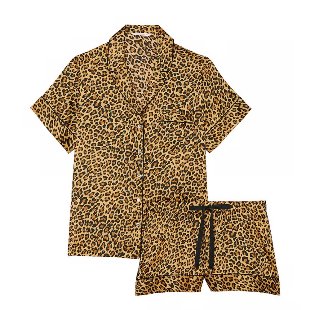 VICTORIA'S SECRET - Satin Short Pajama Set - (New Glam Leo)